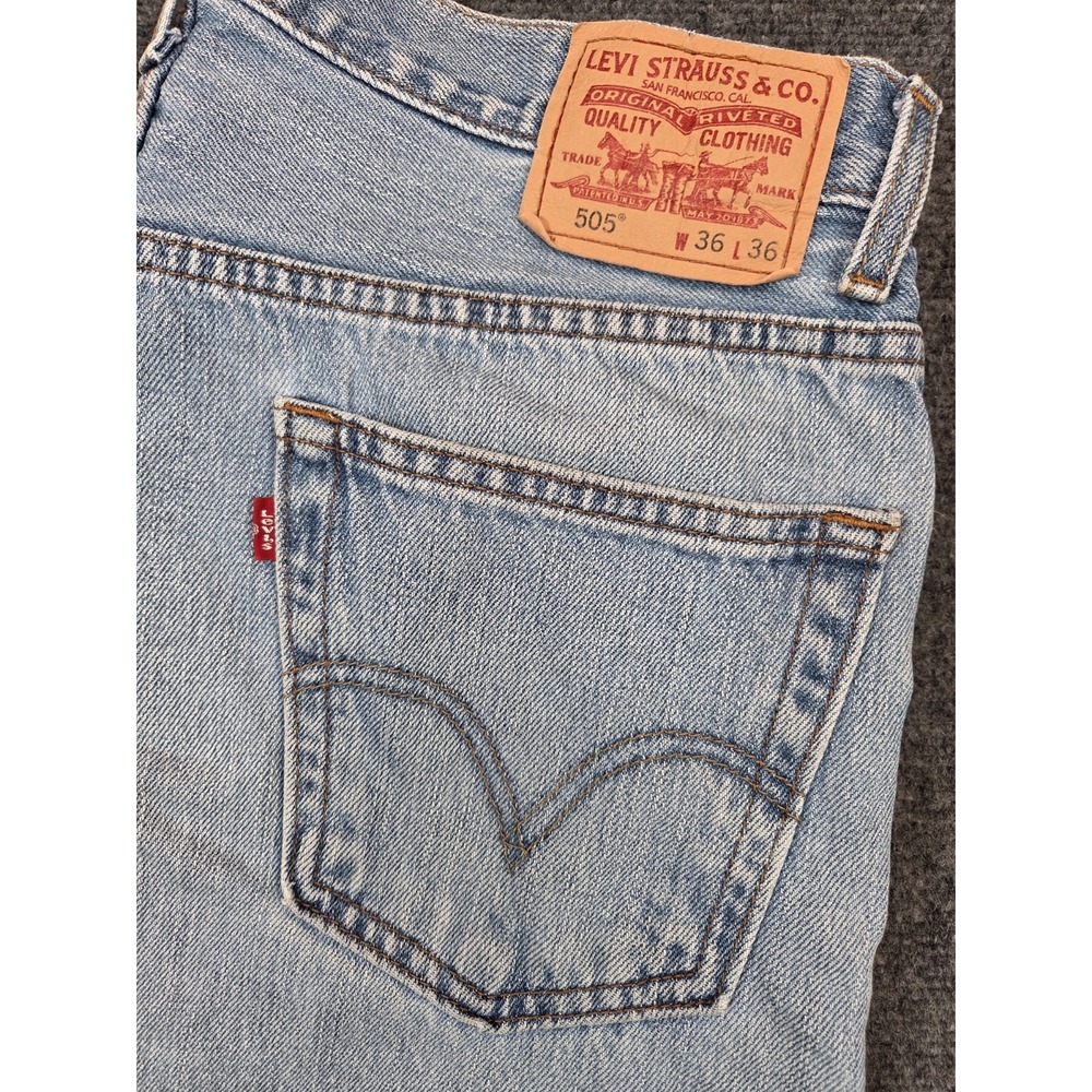 Levis 505 Jeans Mens 34x34 (36x36tag) Blue Regular Fit